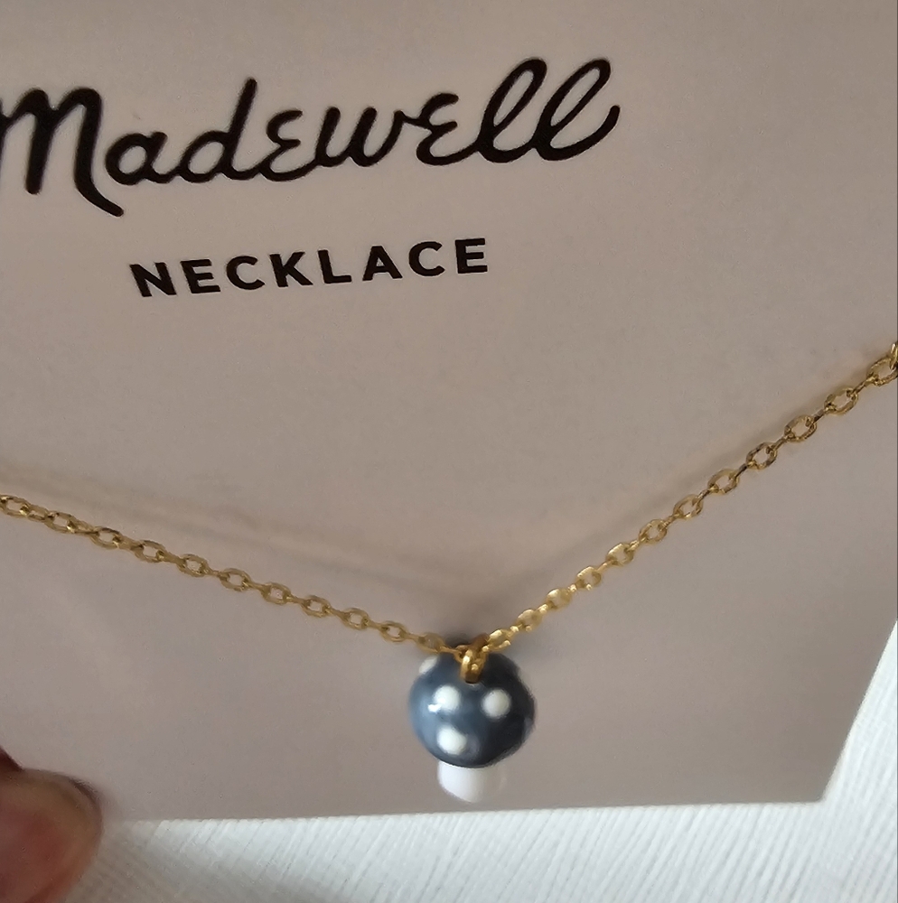 Madewell Gold and Blue Mushroom Necklace NWT - Picture 7 of 9